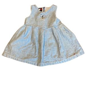 Vintage Tommy Hilfiger Girls Size 18-24 Months Dress Chambray Tennis Logo Blue